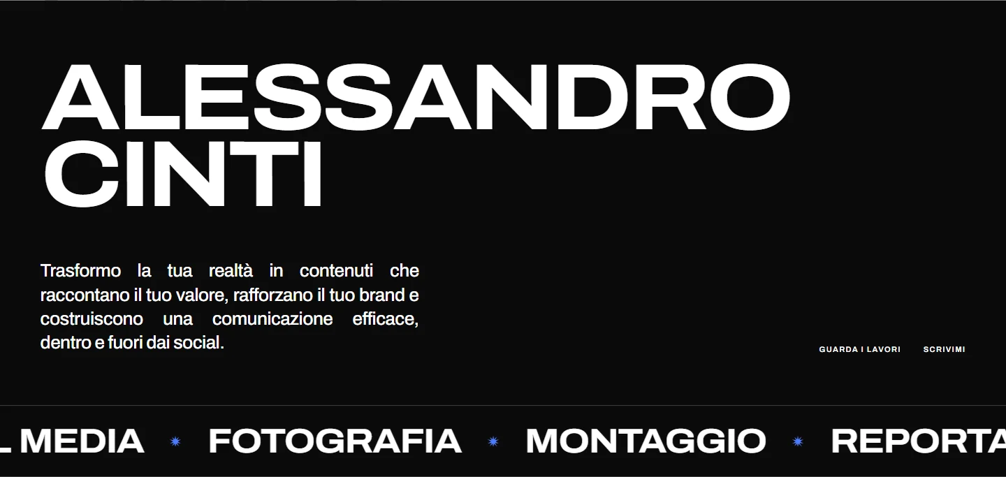 Il sito di Alessandro Cinti, l'apertura