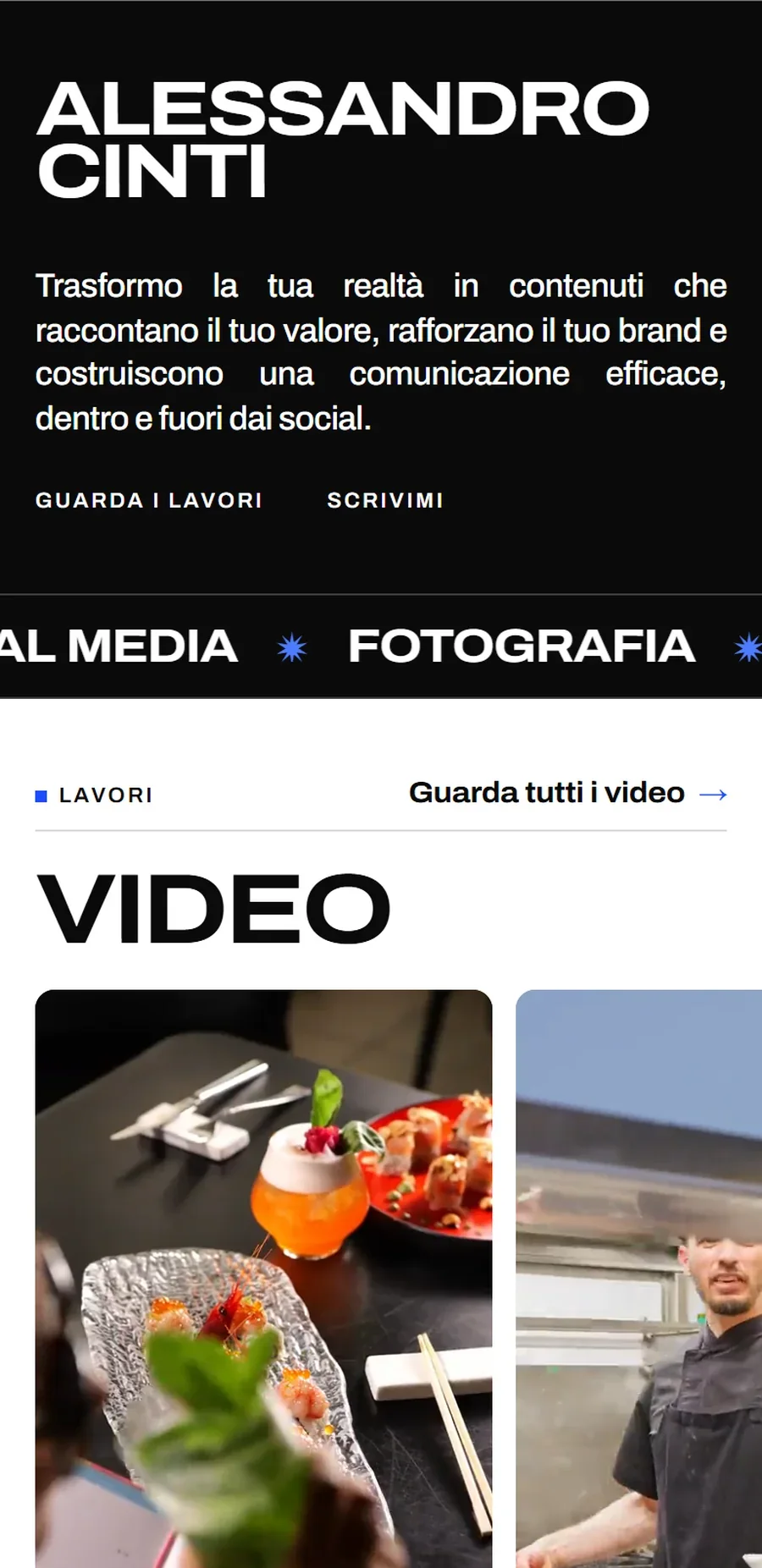 Il sito di Alessandro Cinti sul telefono