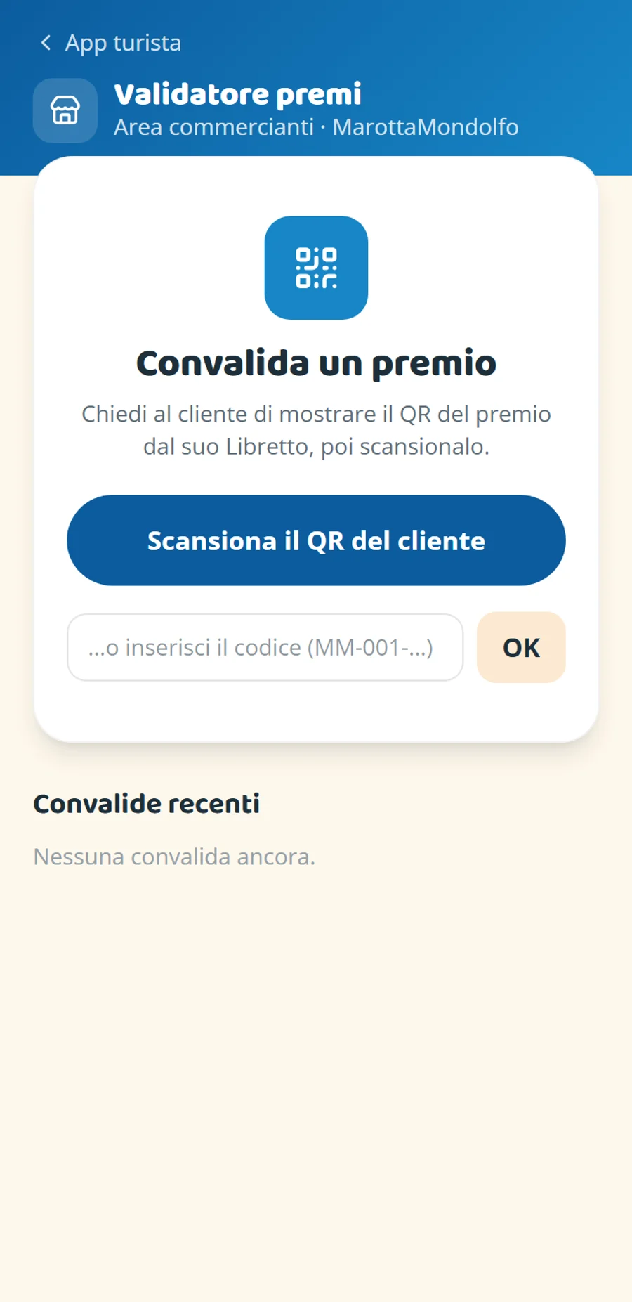 Il validatore dei premi, per le attività